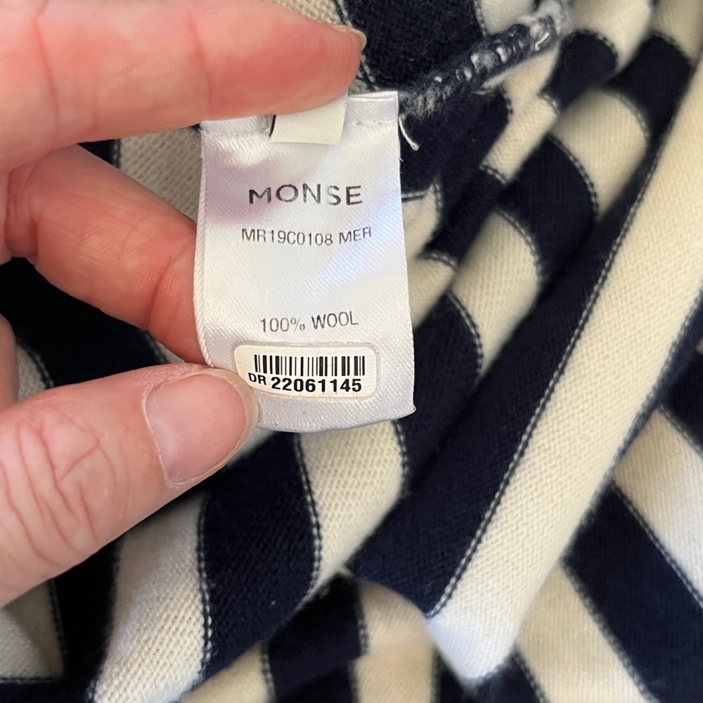 MONSE Navy and White Striped Knit Top Size M - Picture 7 of 8